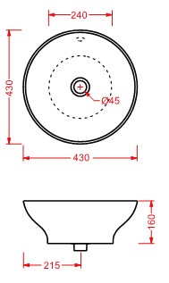 Раковина Artceram Fuori 1 TFL002 43х43 цвет белый схема 2