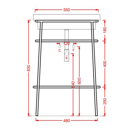 Консоль металлическая под раковину Artceram Fuori Scala ACA055 36.5x58.6 схема 4