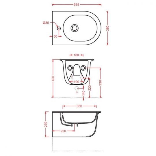 Подвесное биде Artceram Chic 38x53 CHB001 схема 2