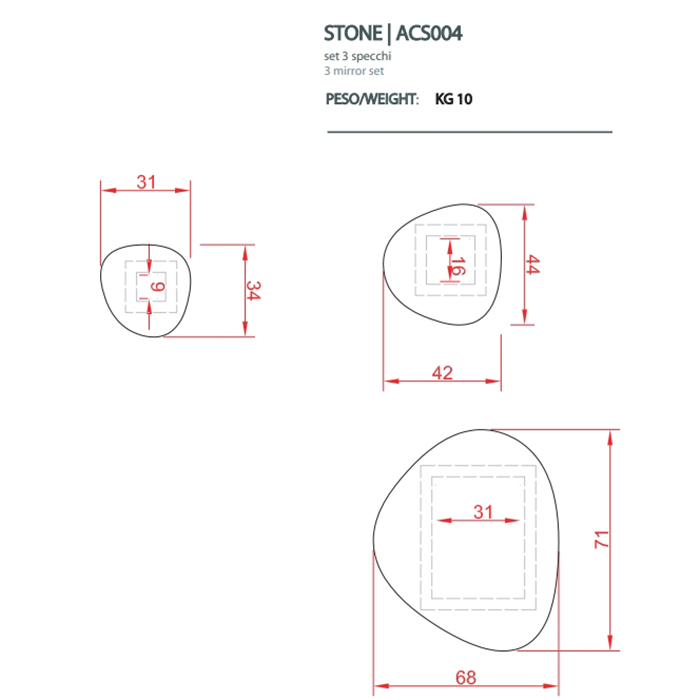 Комплект из 3 зеркал Artceram The One  ACS004 схема 2