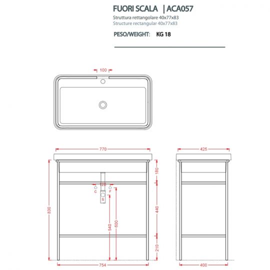 Металлическая консоль Artceram Fuori Scala 77х42.5х83см. напольная с ящиком ACM040 ФОТО