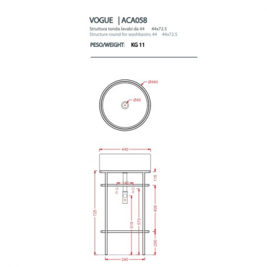 Консоль для раковины Artceram Vogue 2.0 440х725 мм ACA058 56 ФОТО