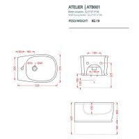 Биде подвесное Artceram Atelier 370х520 мм ATB001 схема 2