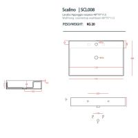 Раковина Artceram Scalino 750х480 мм накладная отверстие для смесителя без перелива SCL008 схема 2