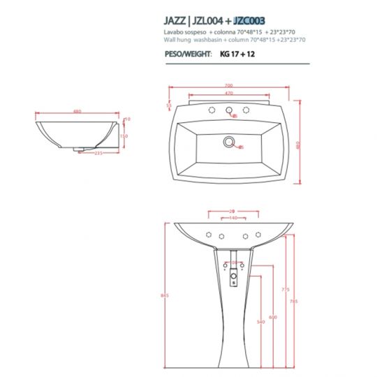 Пьедестал Artceram Jazz 230х230 мм для раковины JZC003 ФОТО