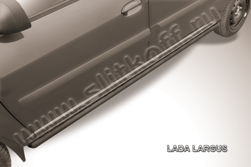 Защита порогов d42 труба черная Lada Largus (2012-2021) LADLAR002B Slitkoff