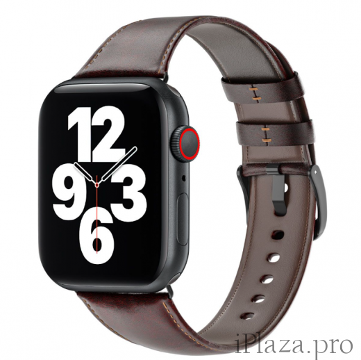 Кожаный ремешок WiWu Vintage «Crazy Horse» для Apple Watch Series 1-9 / SE — 40/45-49 мм / Series 10 — 42 мм — коричневый