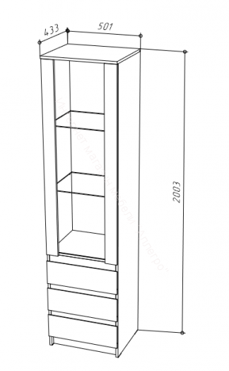 Шкаф-витрина ШКВ-1 Stern Дуб Вотан