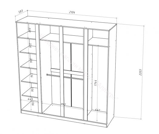 Шкаф 4-х дверный с зеркалом Stern Белый