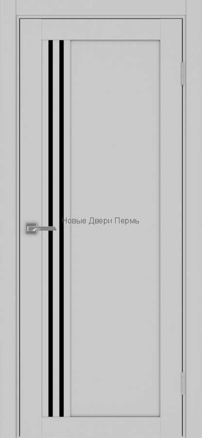 Турин_555.21 ЭКО-шпон Пепельный лакобель черное  Межкомнатная дверь