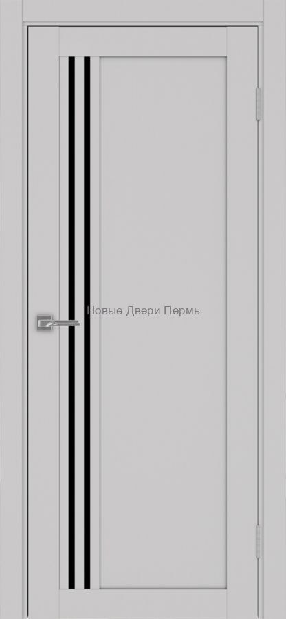Турин_555.21 ЭКО-шпон Пепельный лакобель черное  Межкомнатная дверь