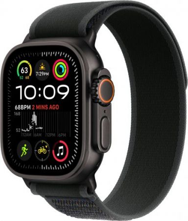 Apple Watch Ultra 2 2024 Black Titanium Case, Black Trail Loop, M/L (49mm, GPS + Cellular)