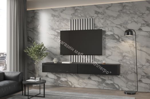 Стеновая панель с рейками Point Белый/Чёрный