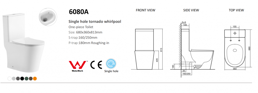 Унитаз напольный моноблок с системой смыва TORNADO черный матовый SantiLine SL-5029MB схема 2