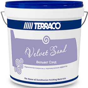 Декоративное Покрытие Terraco Velvet Sand 5кг Иней, Перламутровое, Блестящее с Кварцем, Эффект Античности / Террако Вельвет Сэнд.