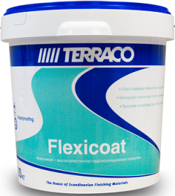 Гидроизоляционная Мастика Terraco Flexicoat 20кг Белая, Готовая, Акриловая, Эластичная, Однокомпонентная.