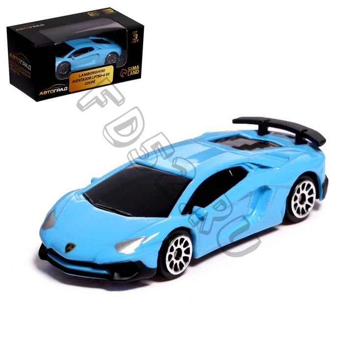 Машина металлическая LAMBORGHINI AVENTADOR LP750-4 SV, 1:64, цвет голубой