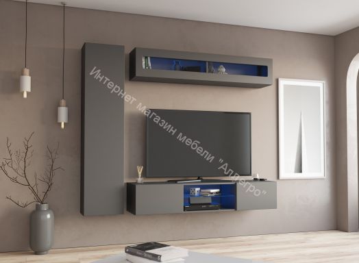 Шкаф навесной Point тип-51 Чёрный глянец/Чёрный матовый