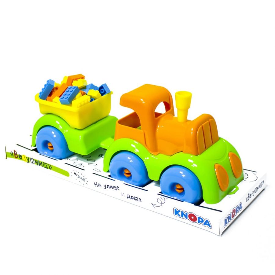 Машинка паровозик с прицепом "Везунчик" КНОПА 33 см