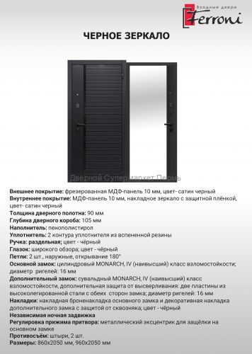 Дверь квартирная ЧЕРНОЕ ЗЕРКАЛО