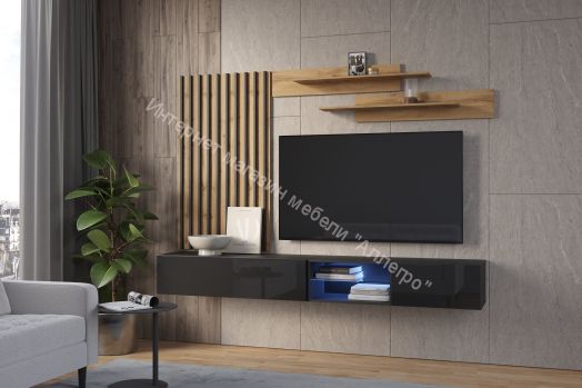 Гостиная Point К-13 Чёрный глянец/Дуб Вотан