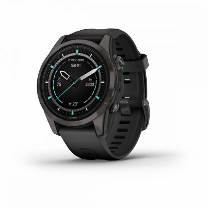 Умные часы Garmin  EPIX PRO (Gen 2) Sapphire Edition 42 мм, титановый, угольно-серый, DLC, черный ремешок