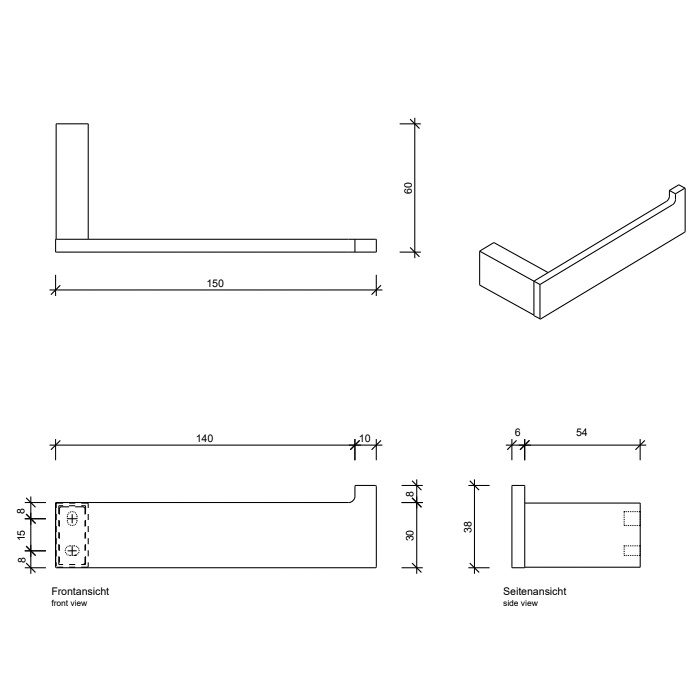 Держатель туалетной бумаги Decor Walther Contract 0650100/0650160 схема 2