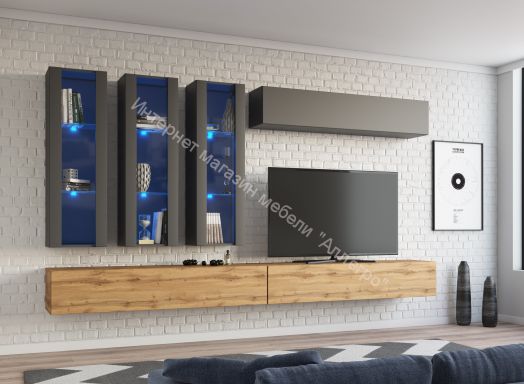 Гостиная Point К-1 Серый графит/Дуб Вотан