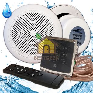 Комплект влагостойкой акустики для бани, сауны и хамама - SW 2 Black ECO