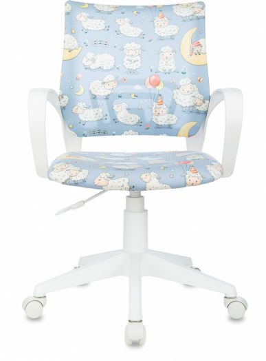 Кресло детское Бюрократ BUROKIDS 1 W (голубой овечки крестов. пластик пластик белый)