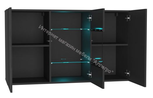 Комод Point тип-1.2 Чёрный глянец/Чёрный матовый