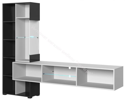 Шкаф навесной Point Тип-70 Белый глянец/Чёрный глянец