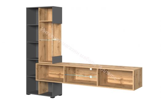 Гостиная Point Тип-70 Дуб Вотан/Чёрный глянец