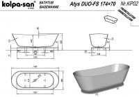 Отдельностоящая ванна Kolpa San Atys Duo FS (Атис Дуо ФС) 174x70 схема 2