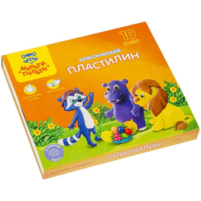 Пластилин 10 цветов "Мульти-пульти", "Приключения Енота", стек, картонная упаковка, 200 г