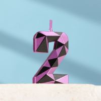 Свеча для торта «Алмаз», цифра 2, фиолетовый металлик