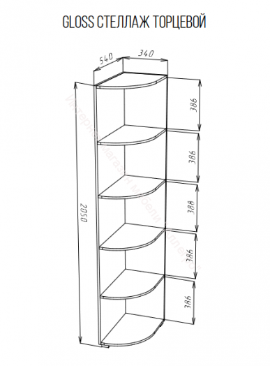 Стеллаж торцевой 36х36 Gloss
