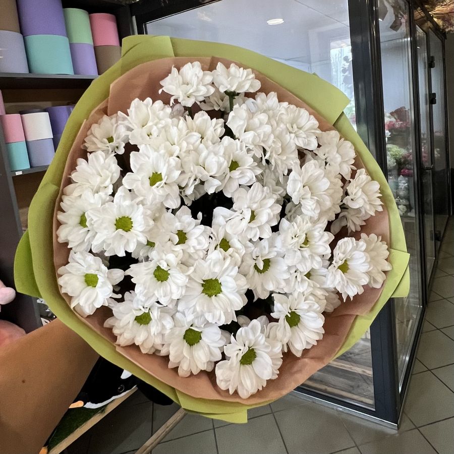 Букет хризантем белых ромашки