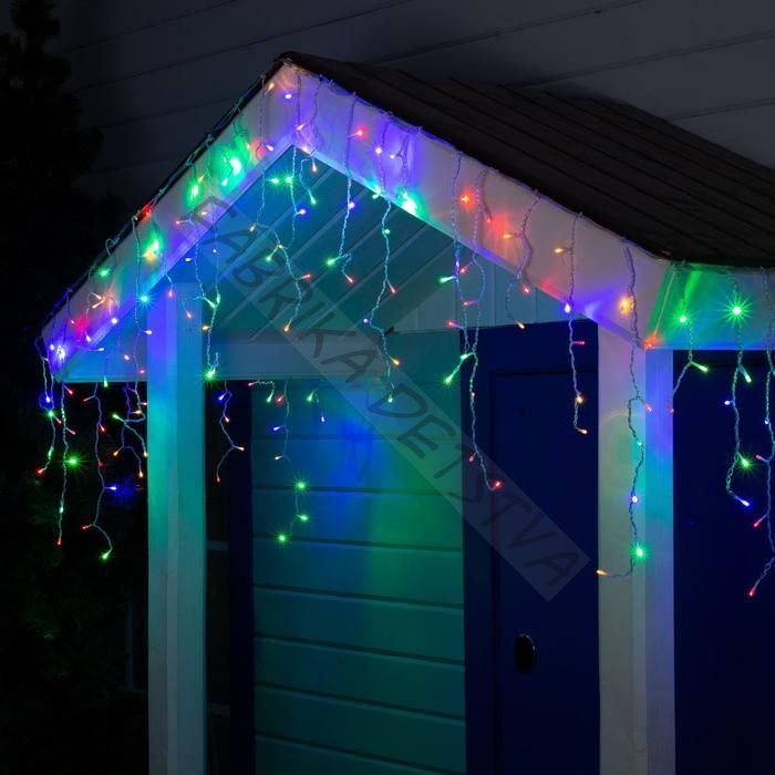 Гирлянда «Бахрома» 3 x 0.6 м, IP44, УМС, прозрачная нить, 160 LED, свечение мульти, 220 В