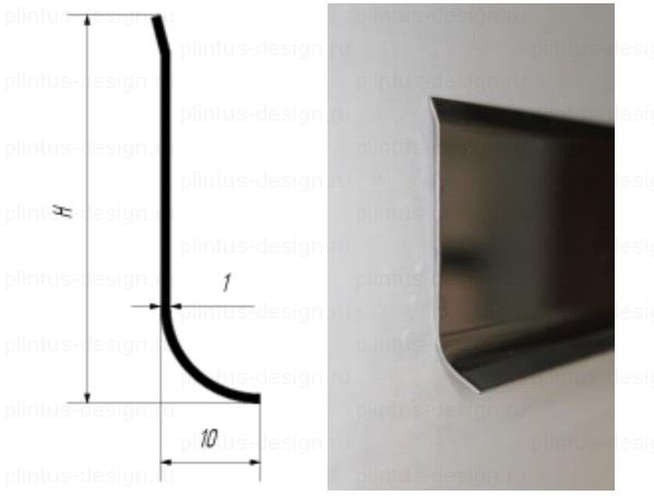 Плинтус из нержавеющей стали L-образный 40-100 мм