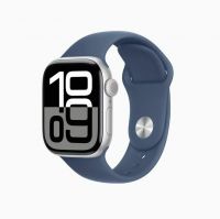 Apple Watch Series 10 GPS 42mm Silver Aluminium Case with Denim Sport Band - S/M