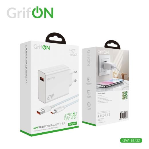 Зарядное устройство Grifon GW-EU02 67W (Блок+кабель Type-C)