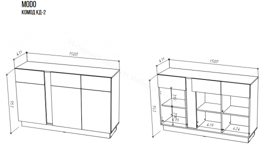 Комод КД-2 MODO Артизан/Чёрный