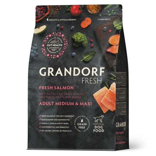 GRANDORF Fresh Dog Adult MED&MAXI Salmon&Sweet Potato (Свежее филе лосося с бататом для собак средних и крупных пород)