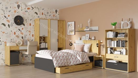 Полка навесная KUBO Артизан/Чёрный/Серый