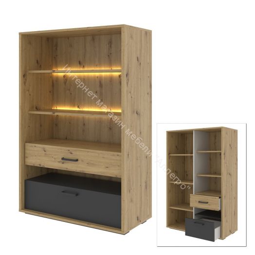 Стеллаж СТ-1 KUBO Артизан/Чёрный/Серый