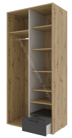Шкаф ШК-90 KUBO Артизан/Чёрный/Серый