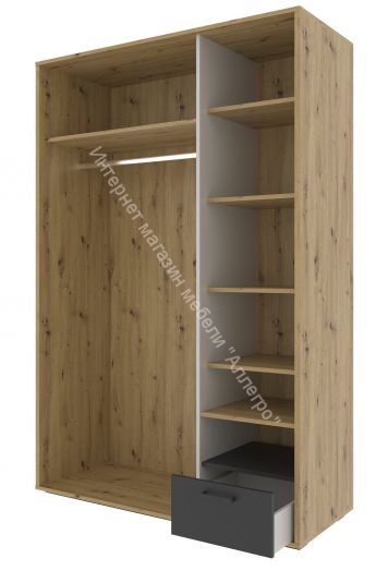 Шкаф ШК-130 KUBO Артизан/Чёрный/Серый