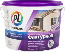 Краска Фактурная ProfiLux 16кг Белая, Фасадная для Получения Рельефного Покрытия для Наружных и Внутренних Работ / Профилюкс.