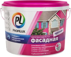 Краска Фасадная ProfiLux PL-112А 14кг Белая, Морозостойкая, Водно-Дисперсионная, Глубокоматовая / Профилюкс 112.